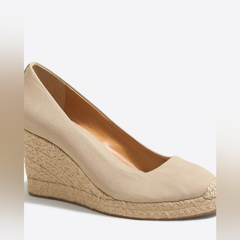 J. Crew Cream Canvas espadrille wedges Sz 9.5 New